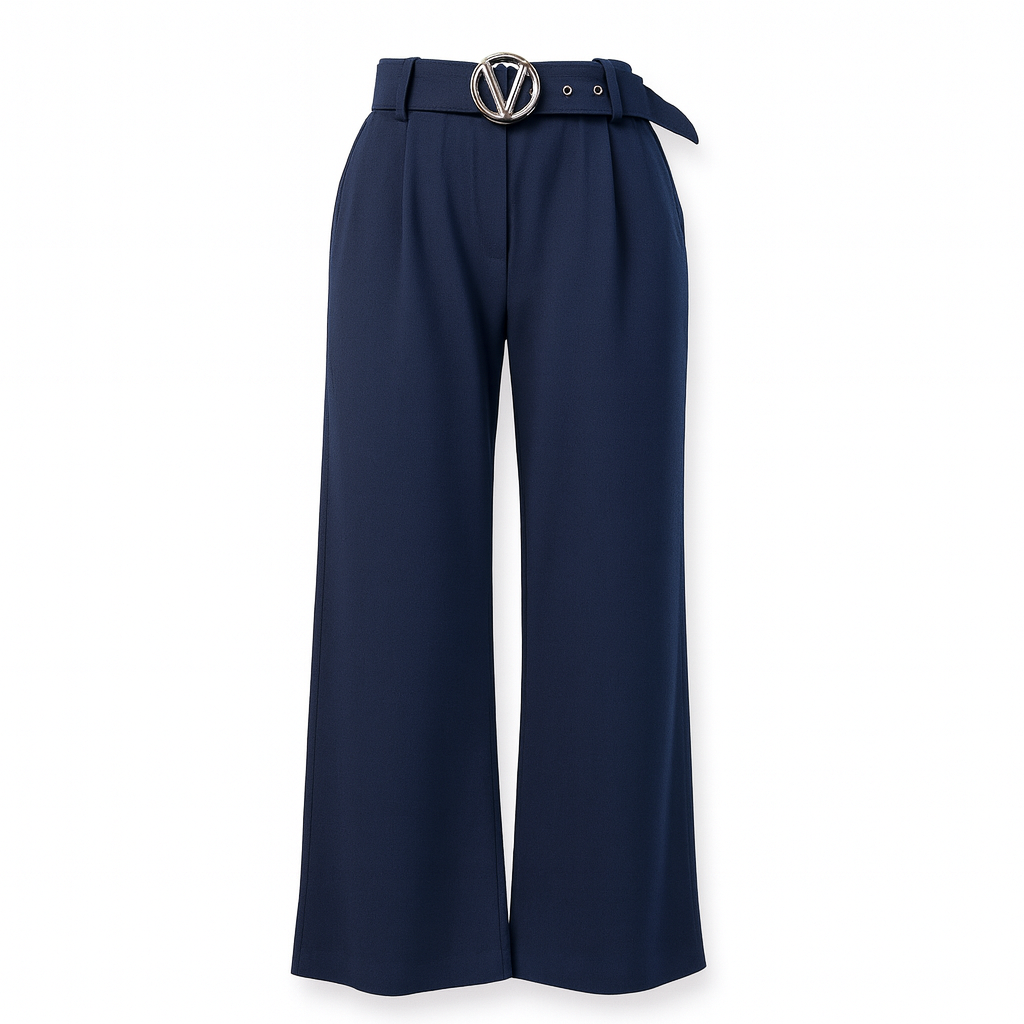 Navy trousers with elastic waistband Sofia Moda