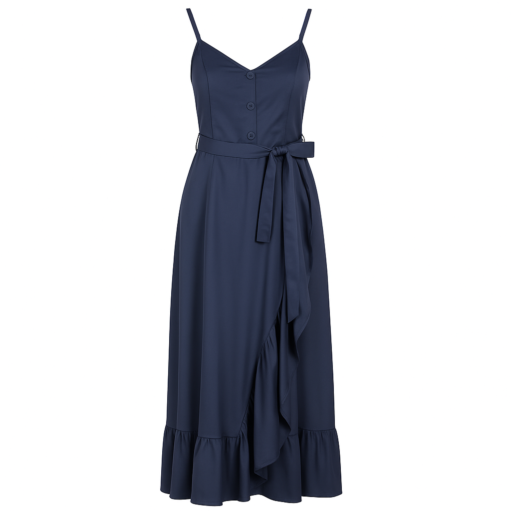 Sleeveless maxi dress with belt