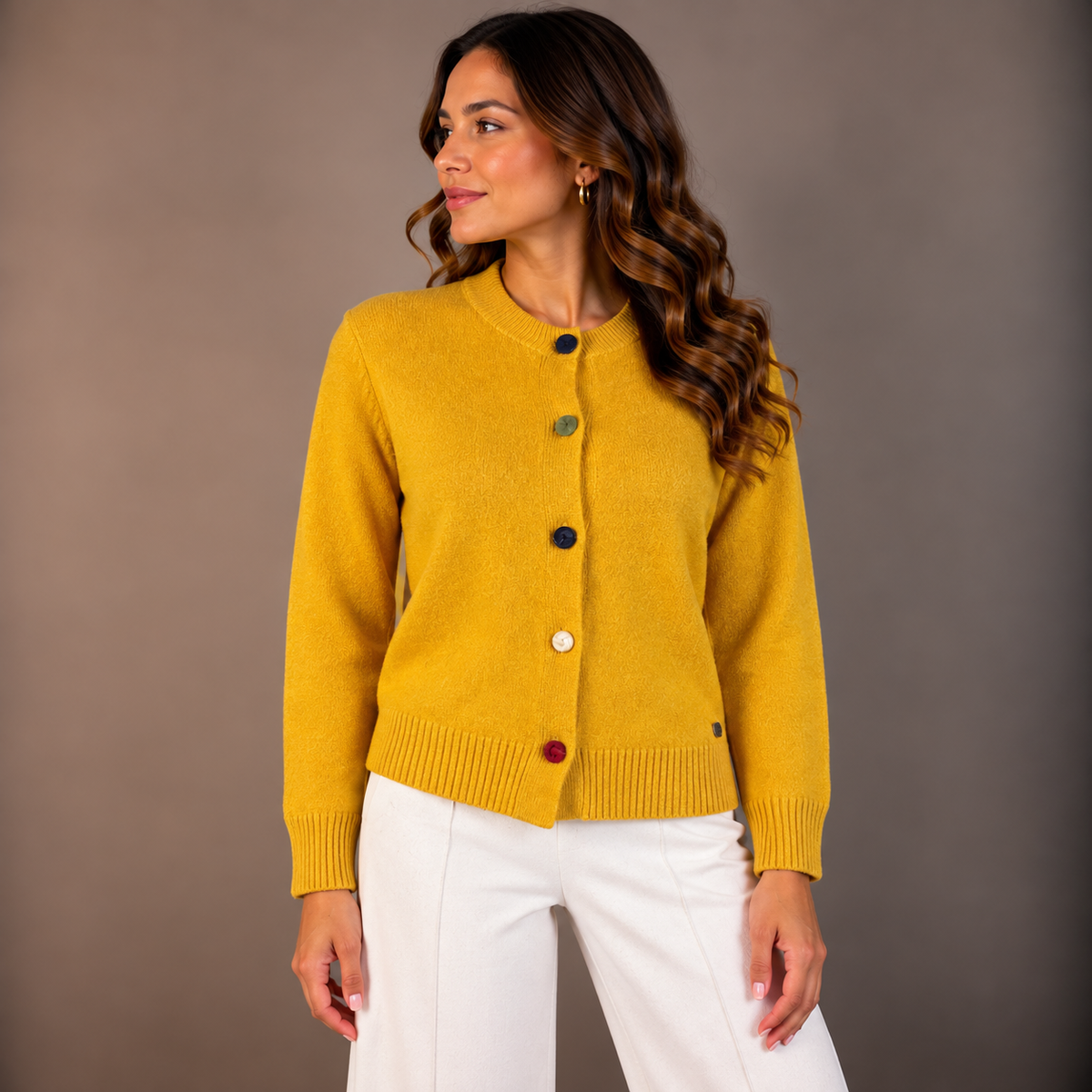 Open-Knit Top with Colored Buttons – alternate view 5