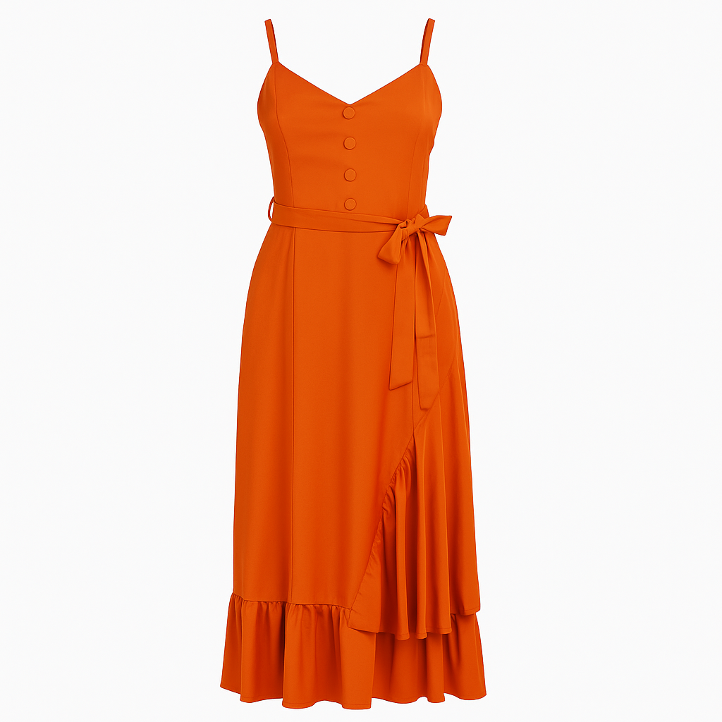 Sleeveless maxi dress with belt