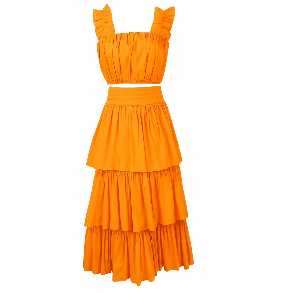 Orange ruffled set LA ROSA