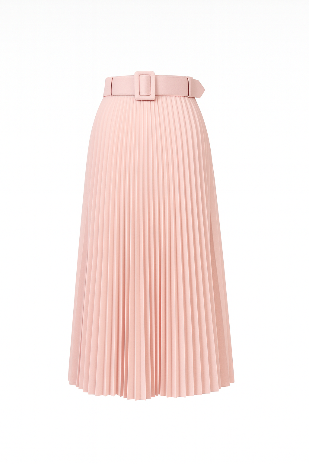 Pink pleated skirt with belt