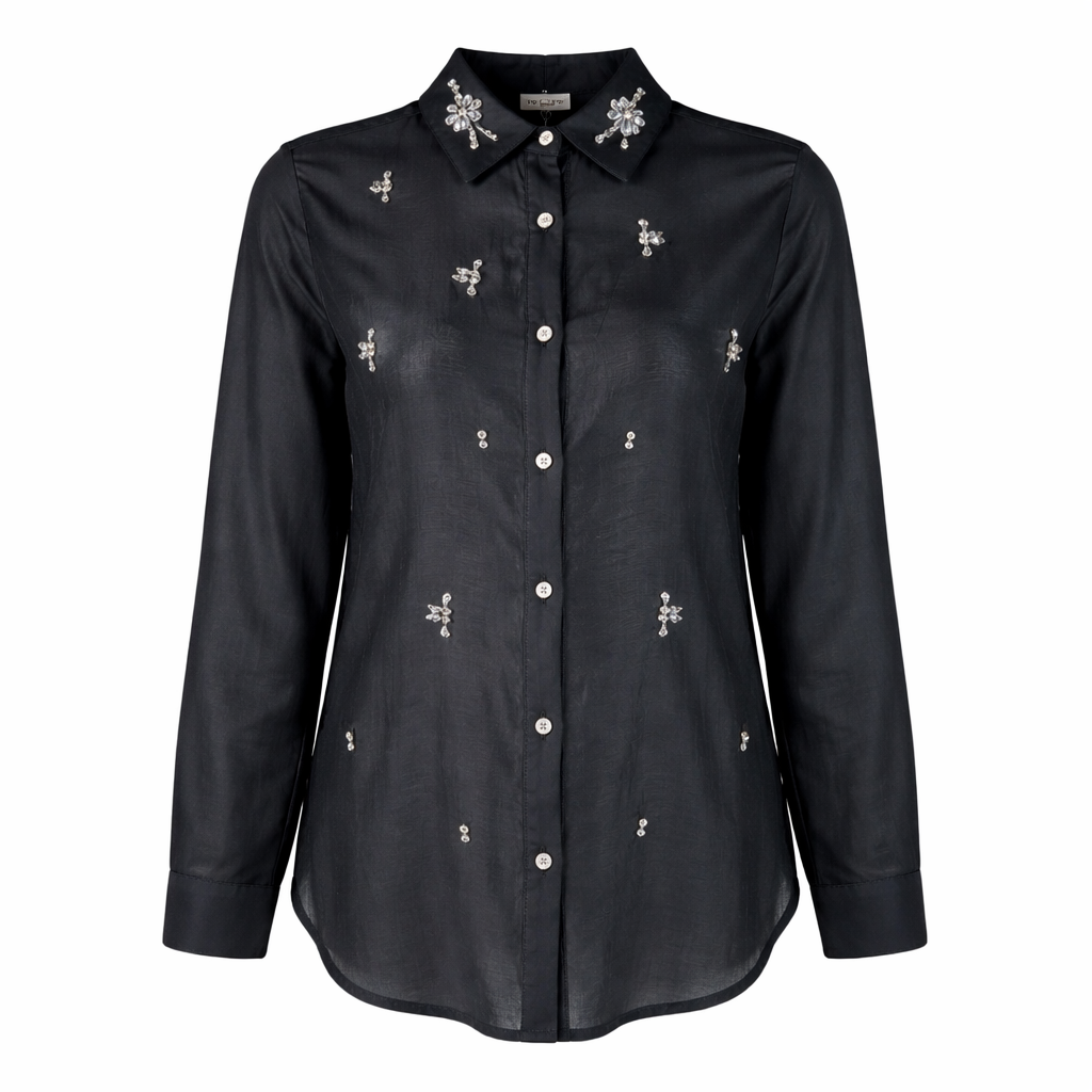 Black shirt with rhinestones LAMIAR