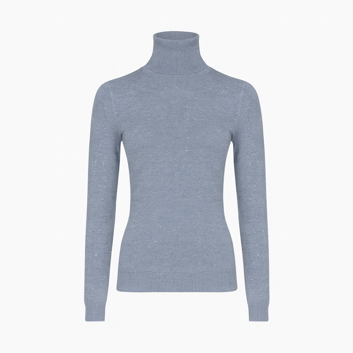 High collar knit sweater with sequins