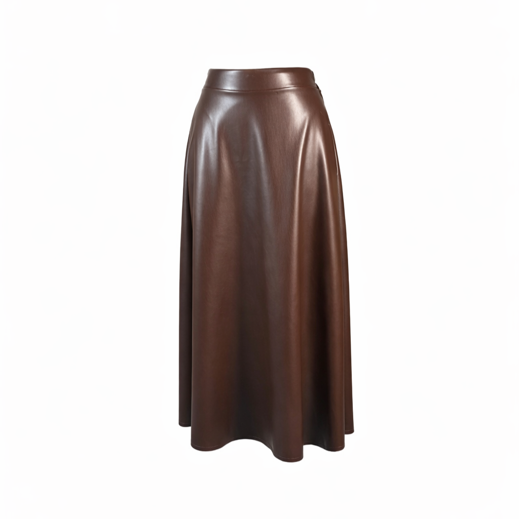 Eco Leather Skirt Brown CHERRY BLUE