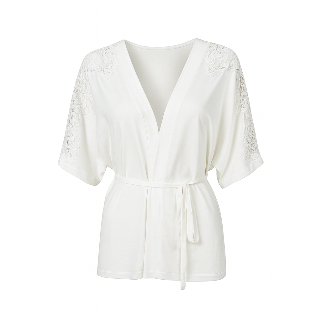 Embroidered cardigan with belt