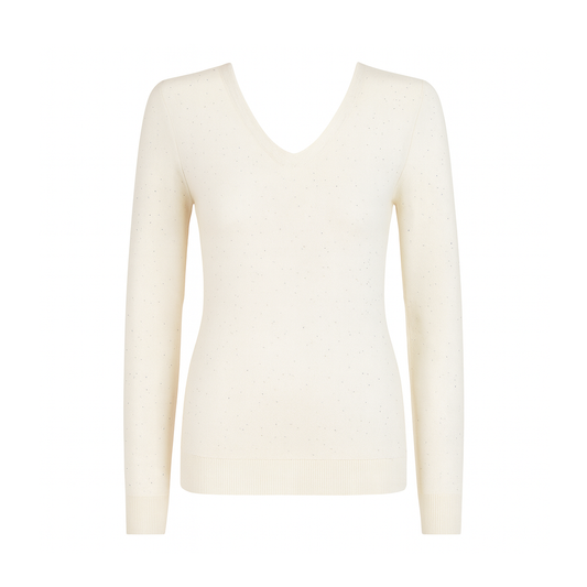 V neck knit sweater with sequins