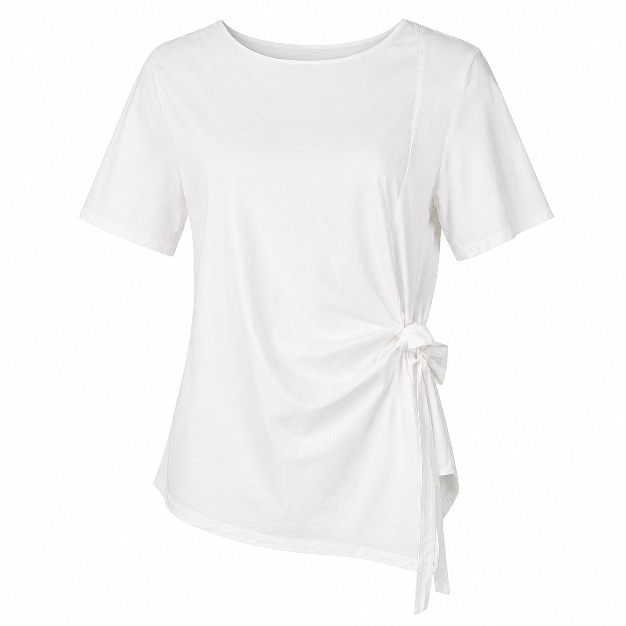 White shirt with bow on the side