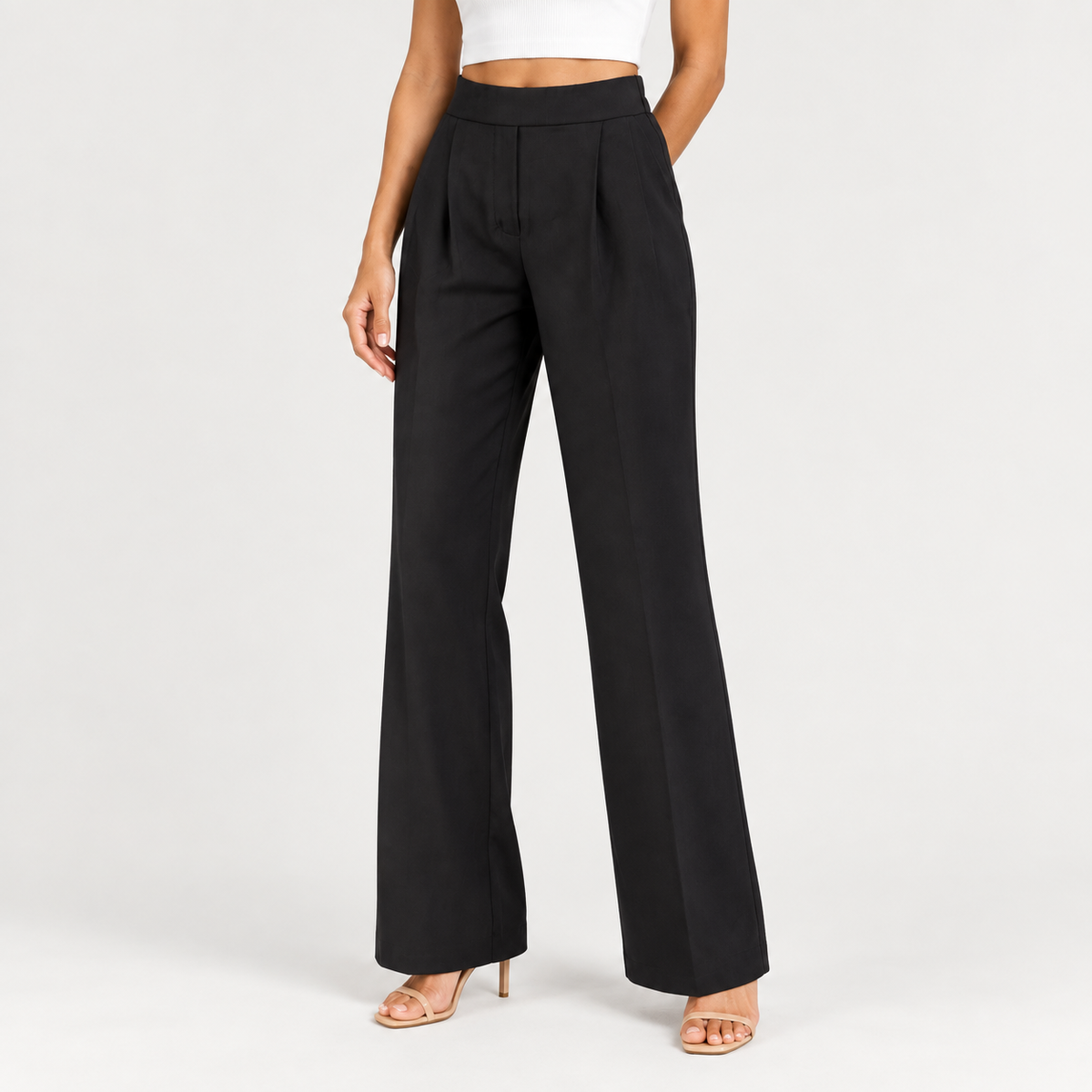 Wide-Leg Black Trousers