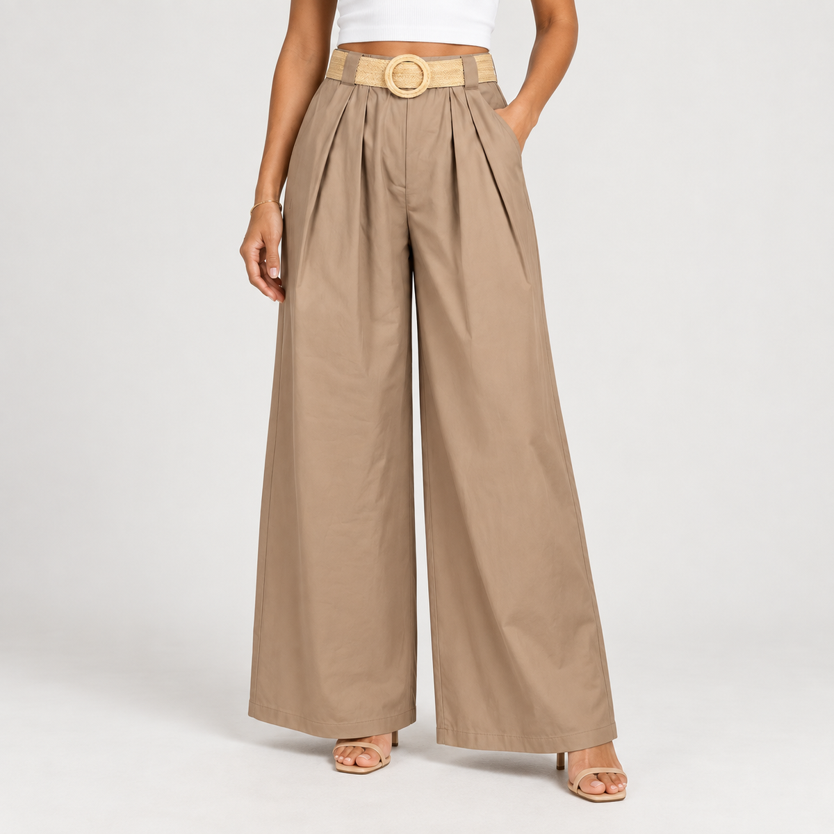 Wide-Leg Pants with Belt