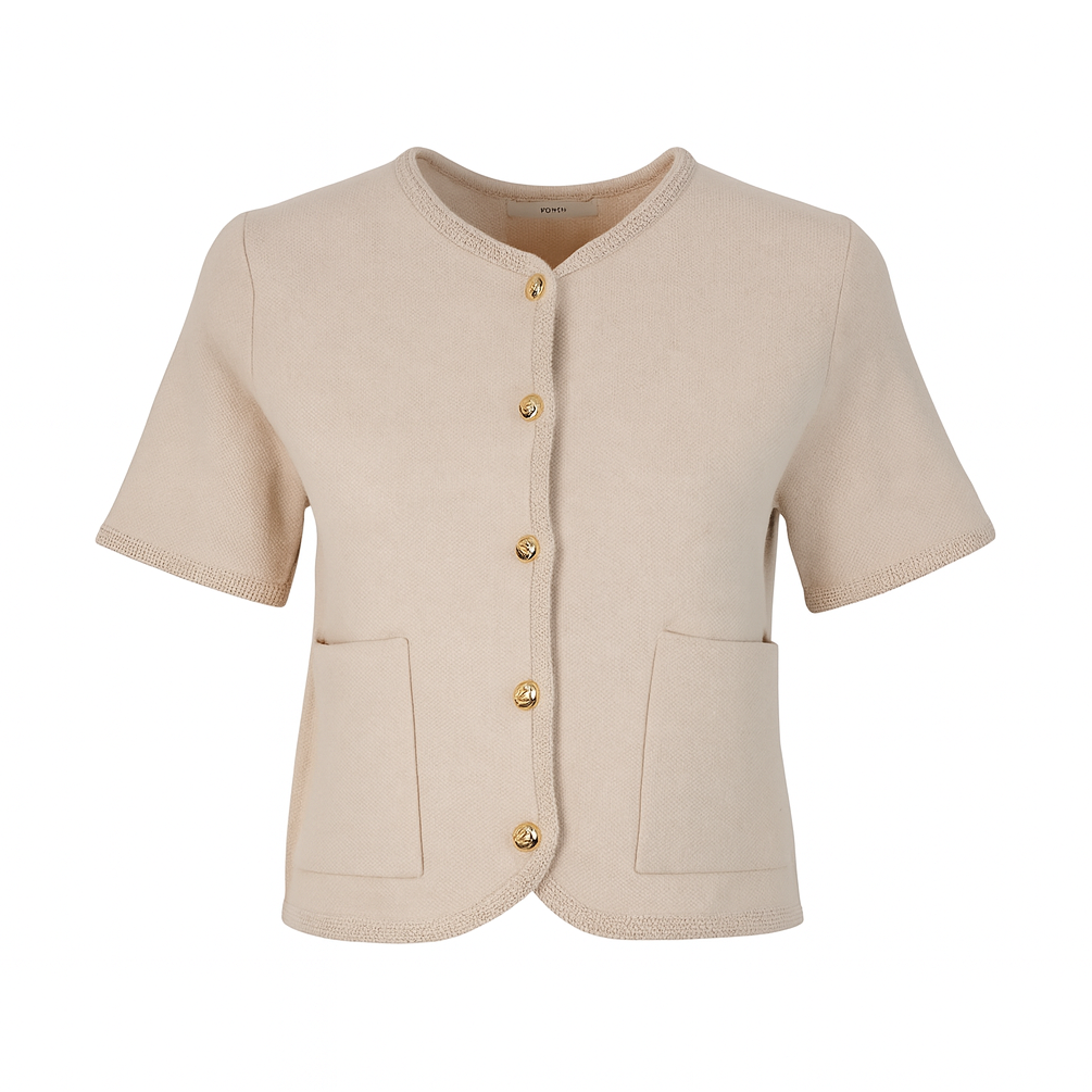Short sleeves cardigan with gold buttons