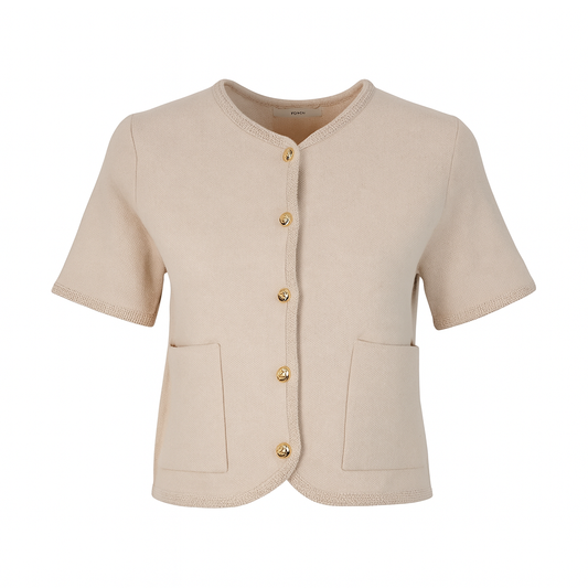 Short sleeves cardigan with gold buttons