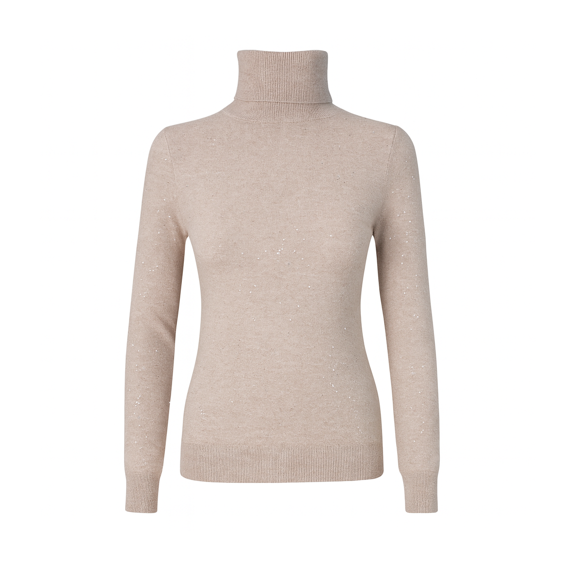 High collar knit sweater with sequins