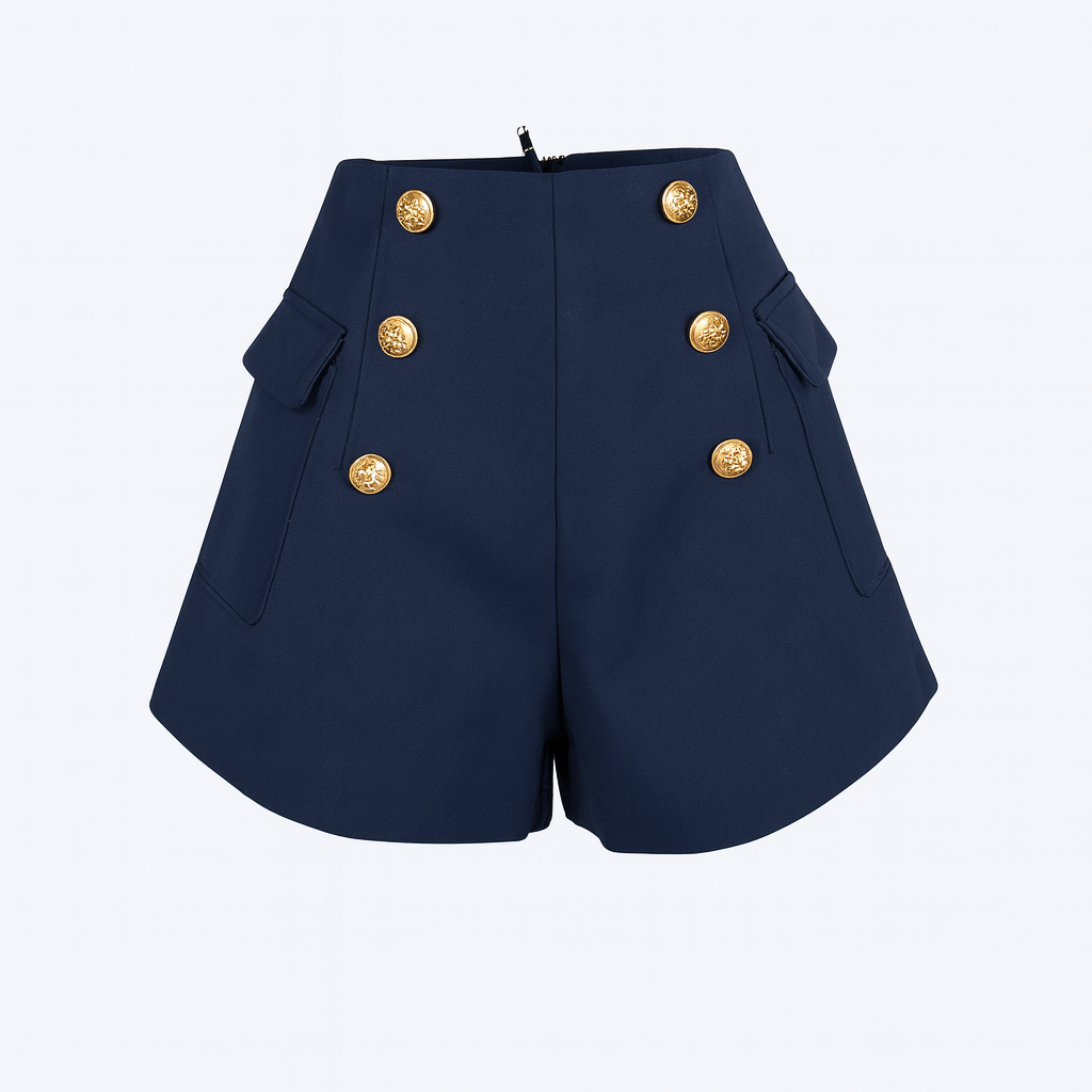 High waist short with gold buttons
