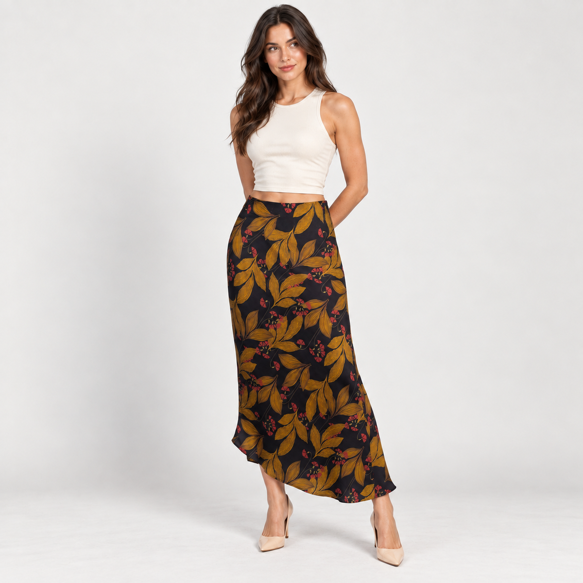 Women's black printed skirt – Atelierose Lebanon