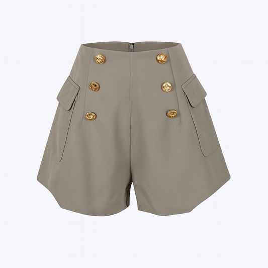 High waist short with gold buttons