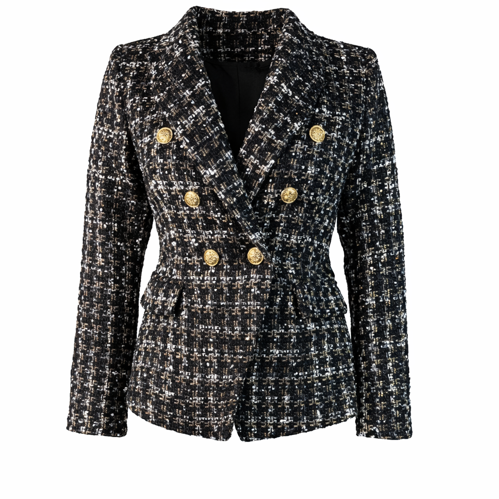 Fitted double breasted blazer with gold buttons ATTENTIF