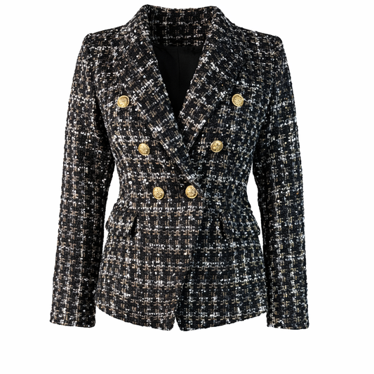 Fitted double breasted blazer with gold buttons ATTENTIF