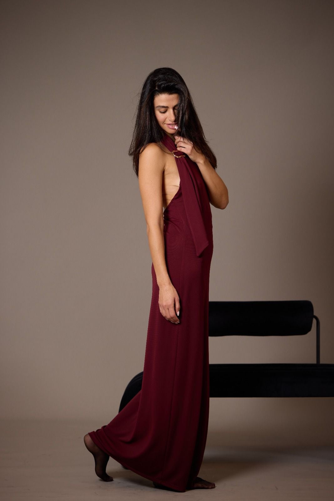Bordeaux dress - open back CHERRY BLUE