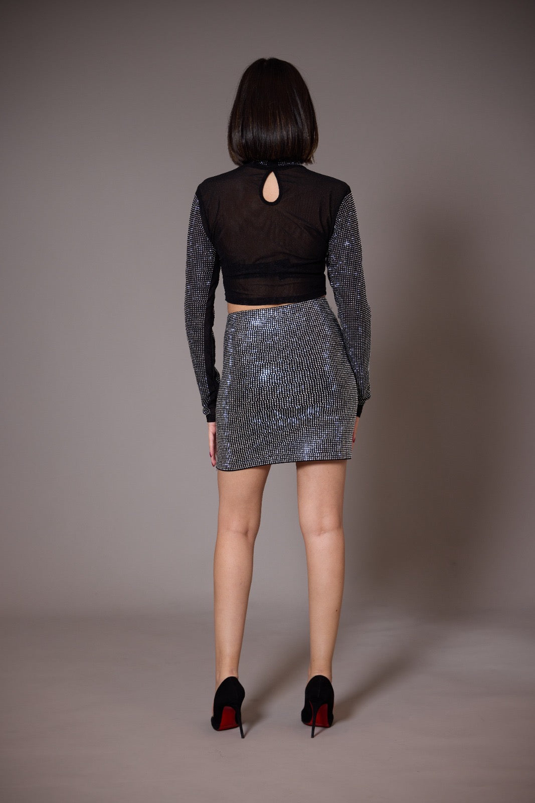 Black and silver elastic skirt LAMIAR