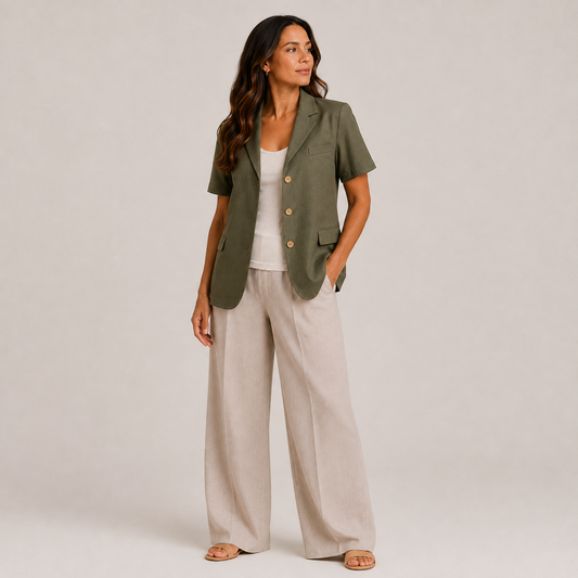 Open back linen blazer 