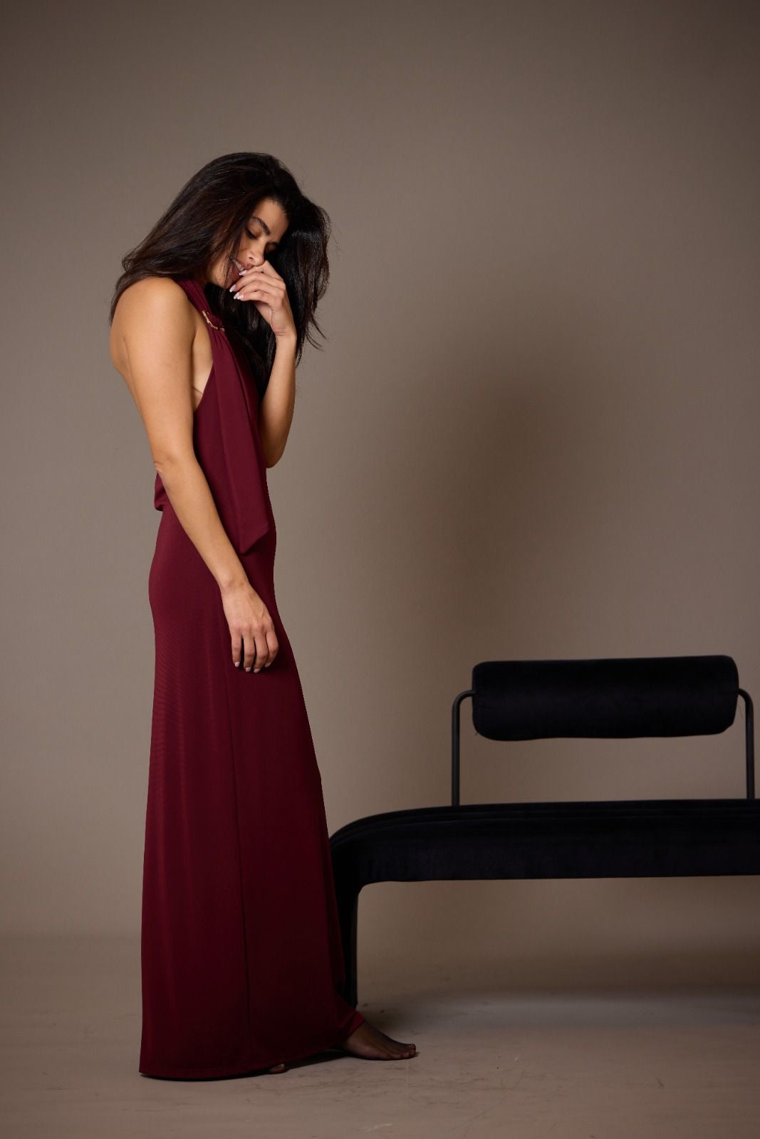 Bordeaux dress - open back CHERRY BLUE