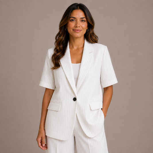 Short sleeves stripped blazer 