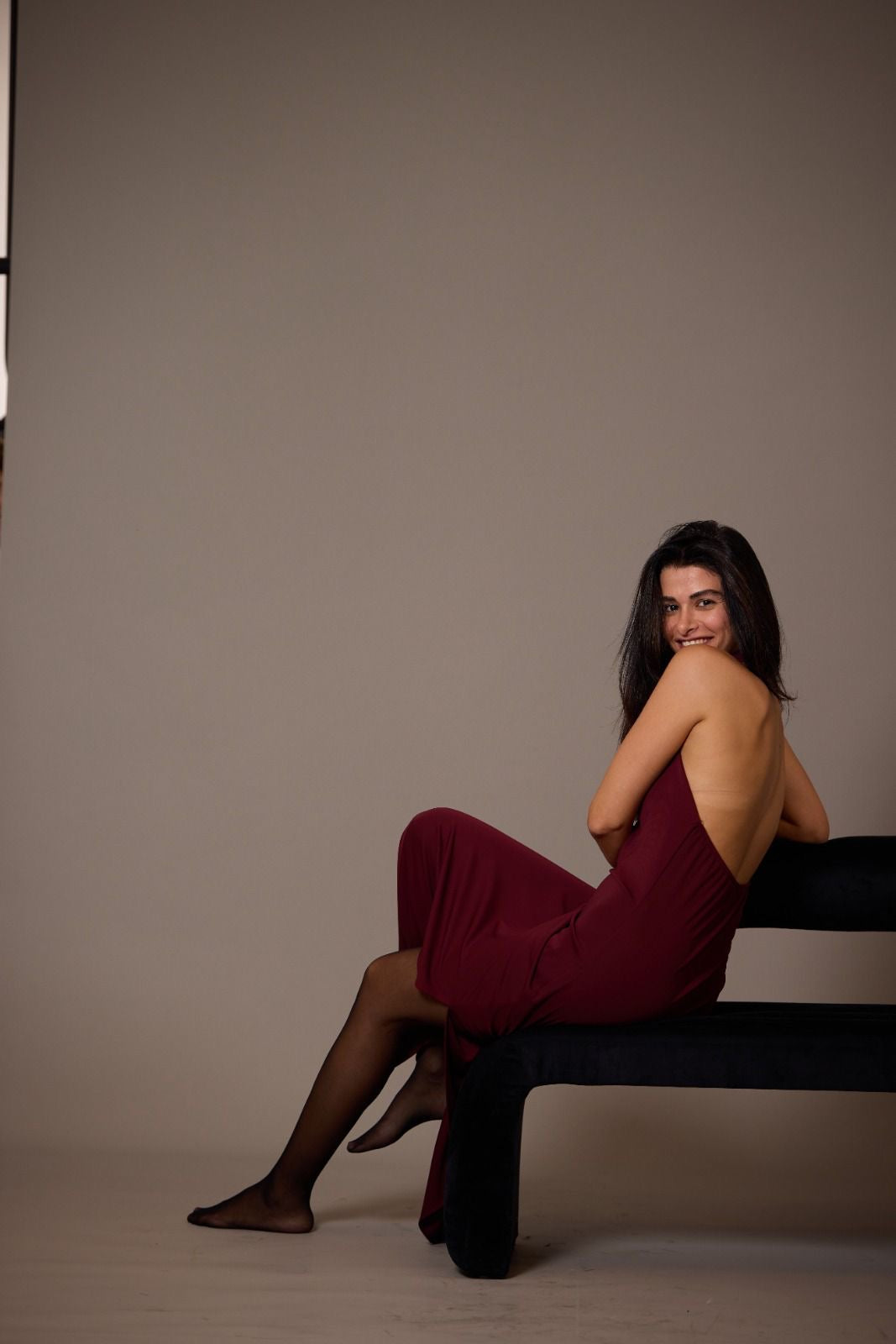 Bordeaux dress - open back CHERRY BLUE