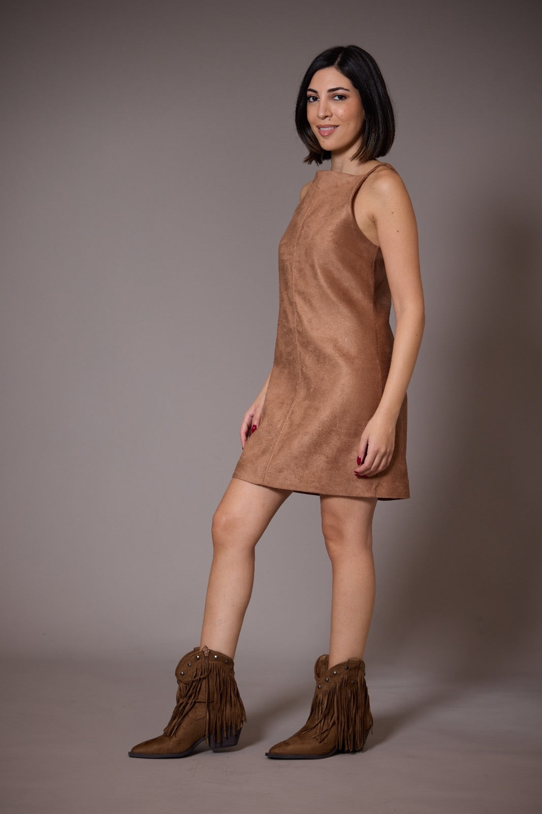 Suede sleeveless short dress lumina