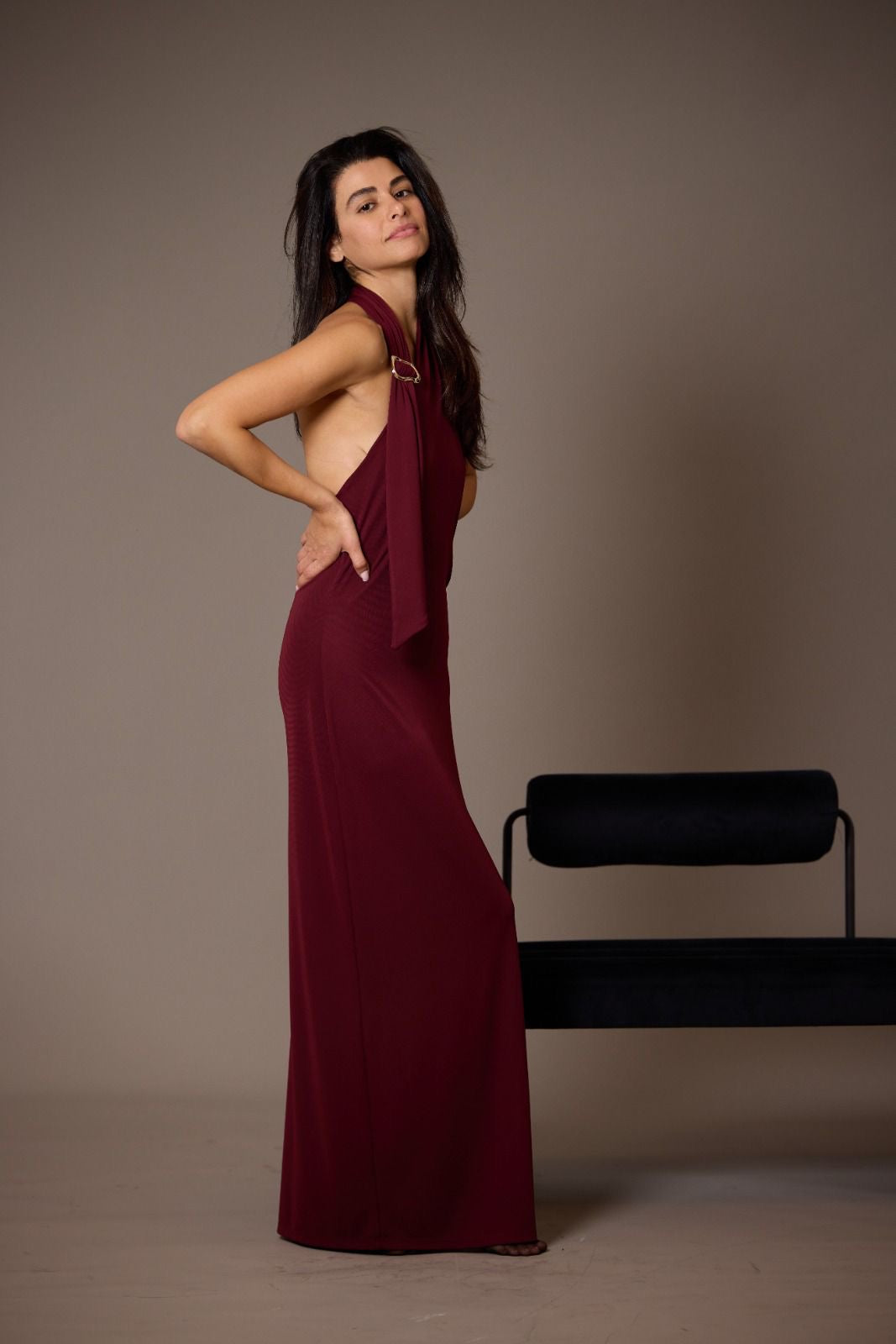 Bordeaux dress - open back CHERRY BLUE