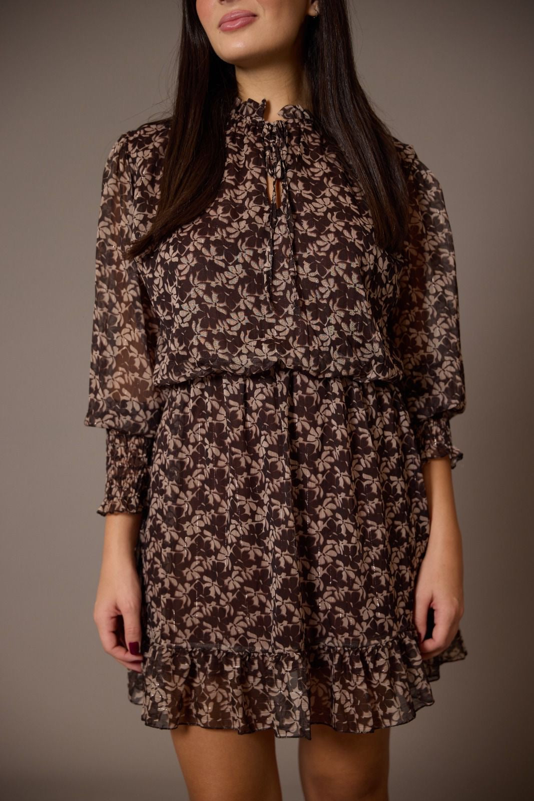 Printed bordeaux dress CHERRY BLUE