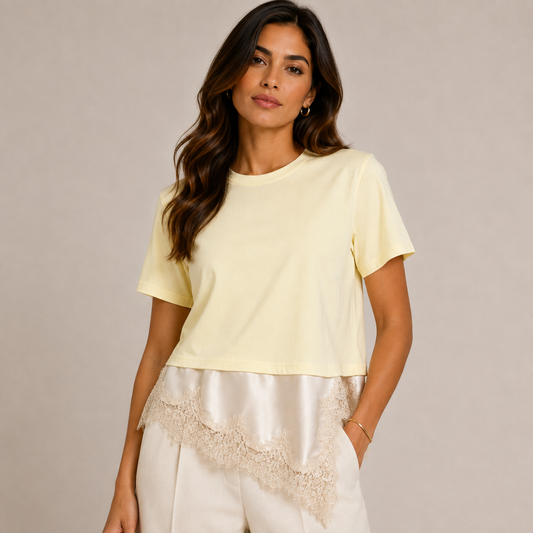 Asymmetrical tshirt with dentelle 