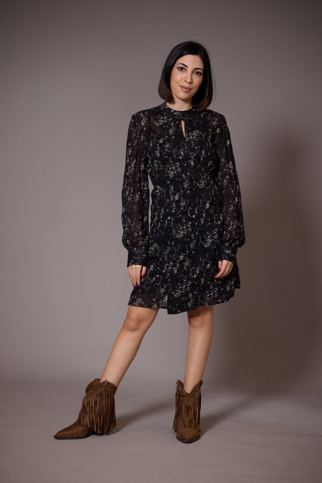 Printed black dress – ATELIEROSE
