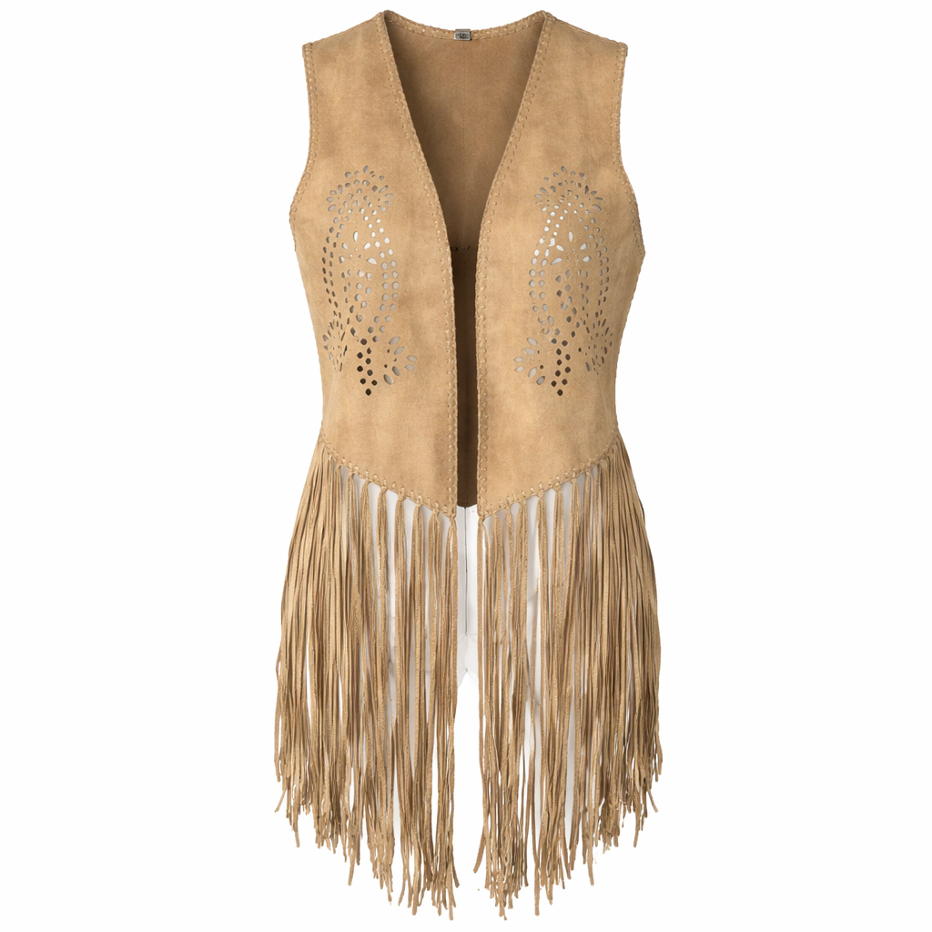 Suede waistcoat with fringes LAMIAR