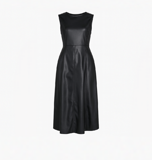 Eco leather black dress