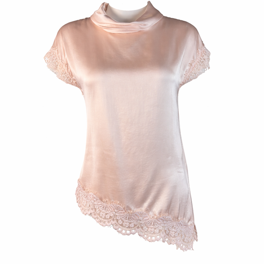 Asymmetrical satin shirt with dentelle GOLD AND GOLD