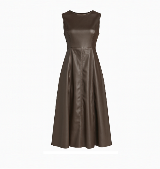 Eco leather brown dress