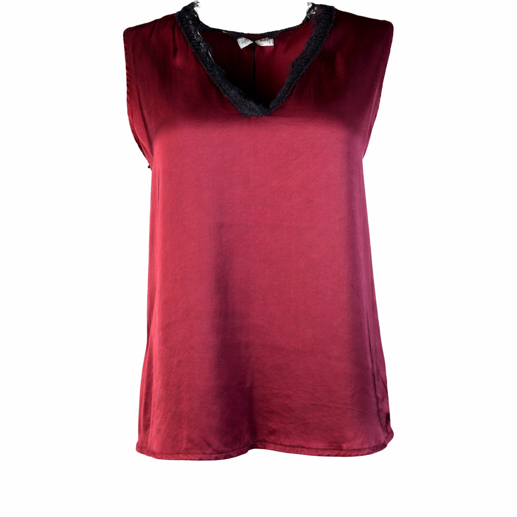 Satin sleeveless top with dentelle GOLD AND GOLD