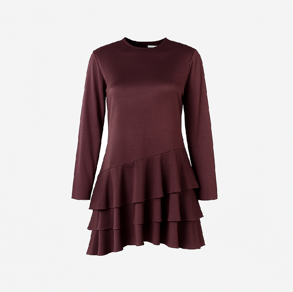 Asymmetrical Bordeaux dress CHERRY BLUE