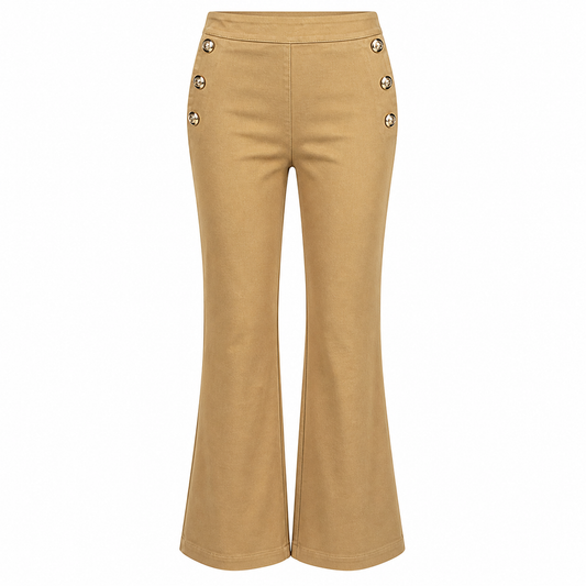 Camel trousers with gold buttons 