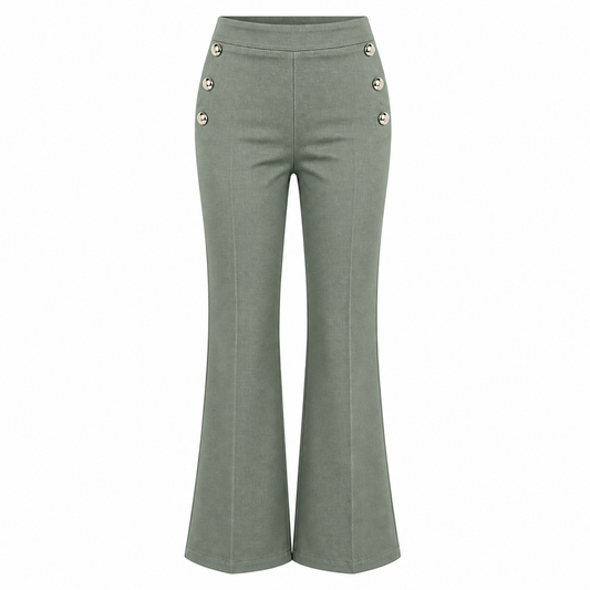 PANTA BOTTONI VERDE MILITARE 