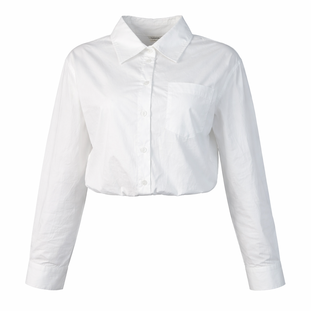 Cropped white shirt - 100% cotton GIOMAR