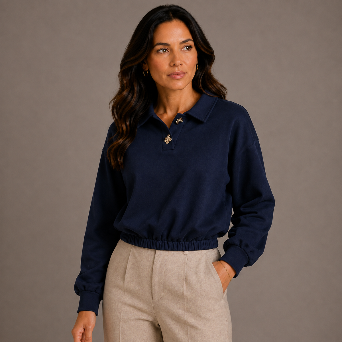 Cropped Navy Sweater