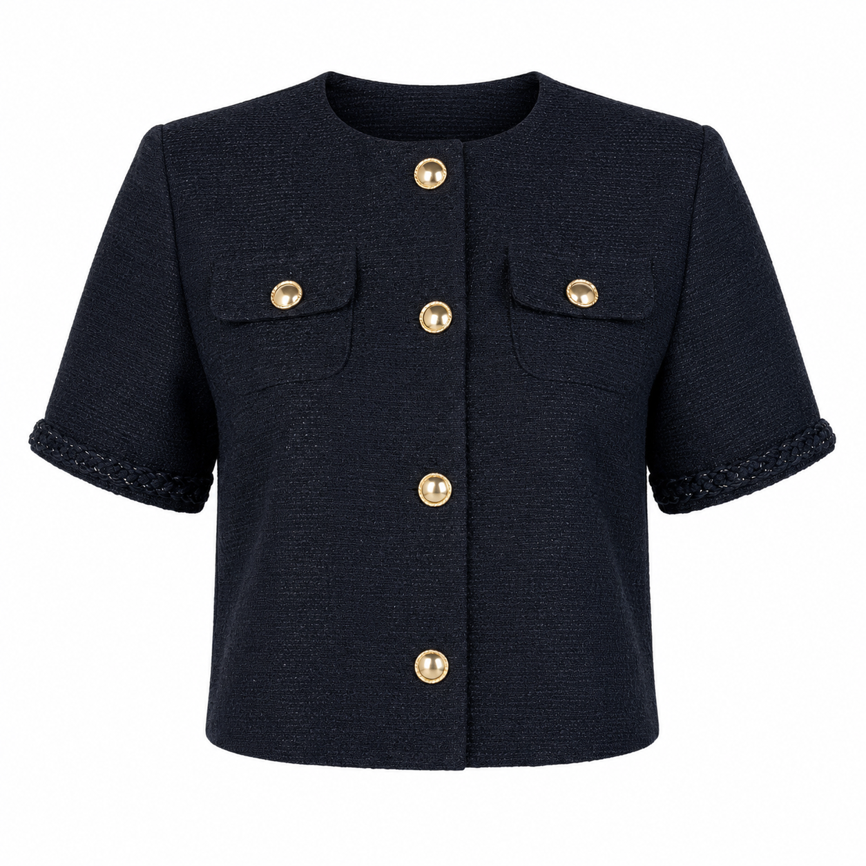Cropped black blazer top 