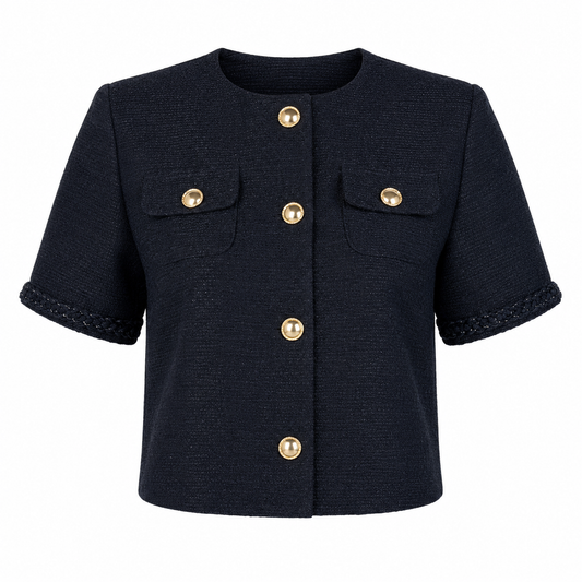 Cropped black blazer top 
