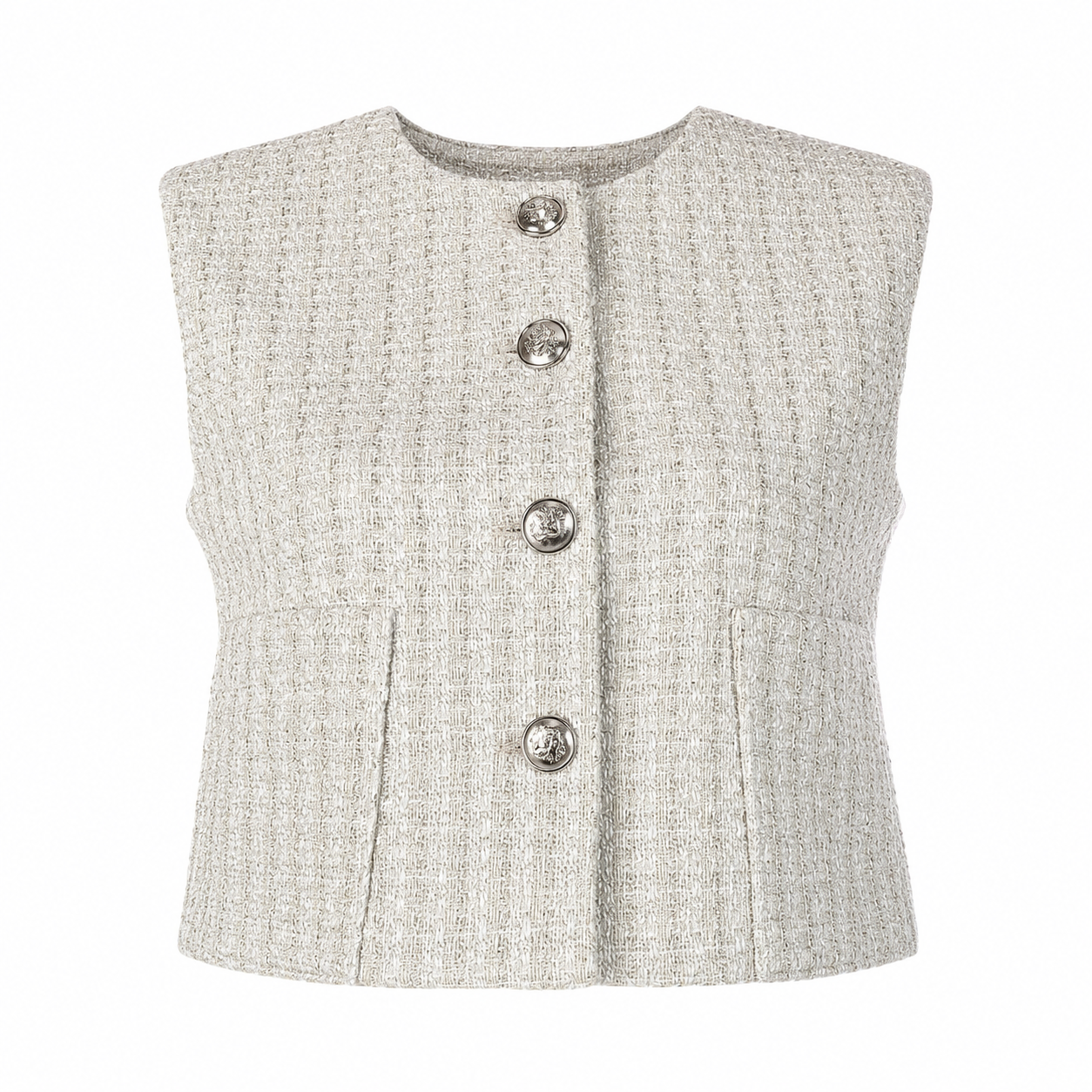 Cropped waistcoat with silver buttons 
