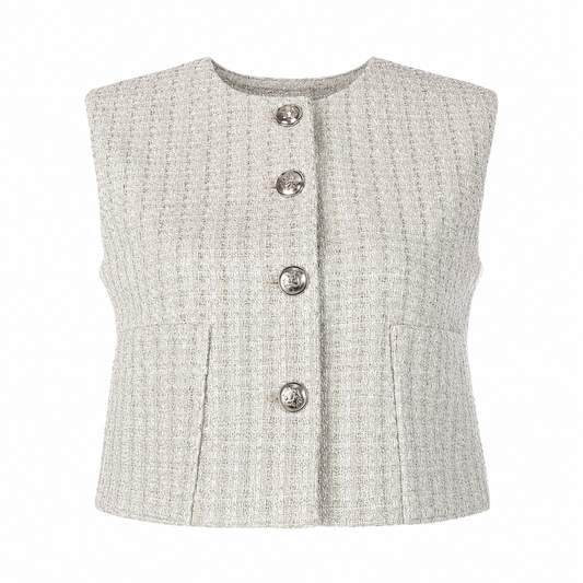 Cropped waistcoat with silver buttons 