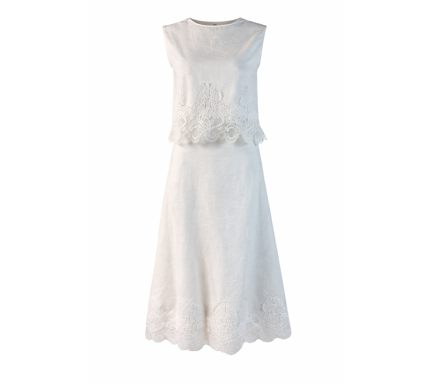 Linen set : top + skirt with dentelle LARA