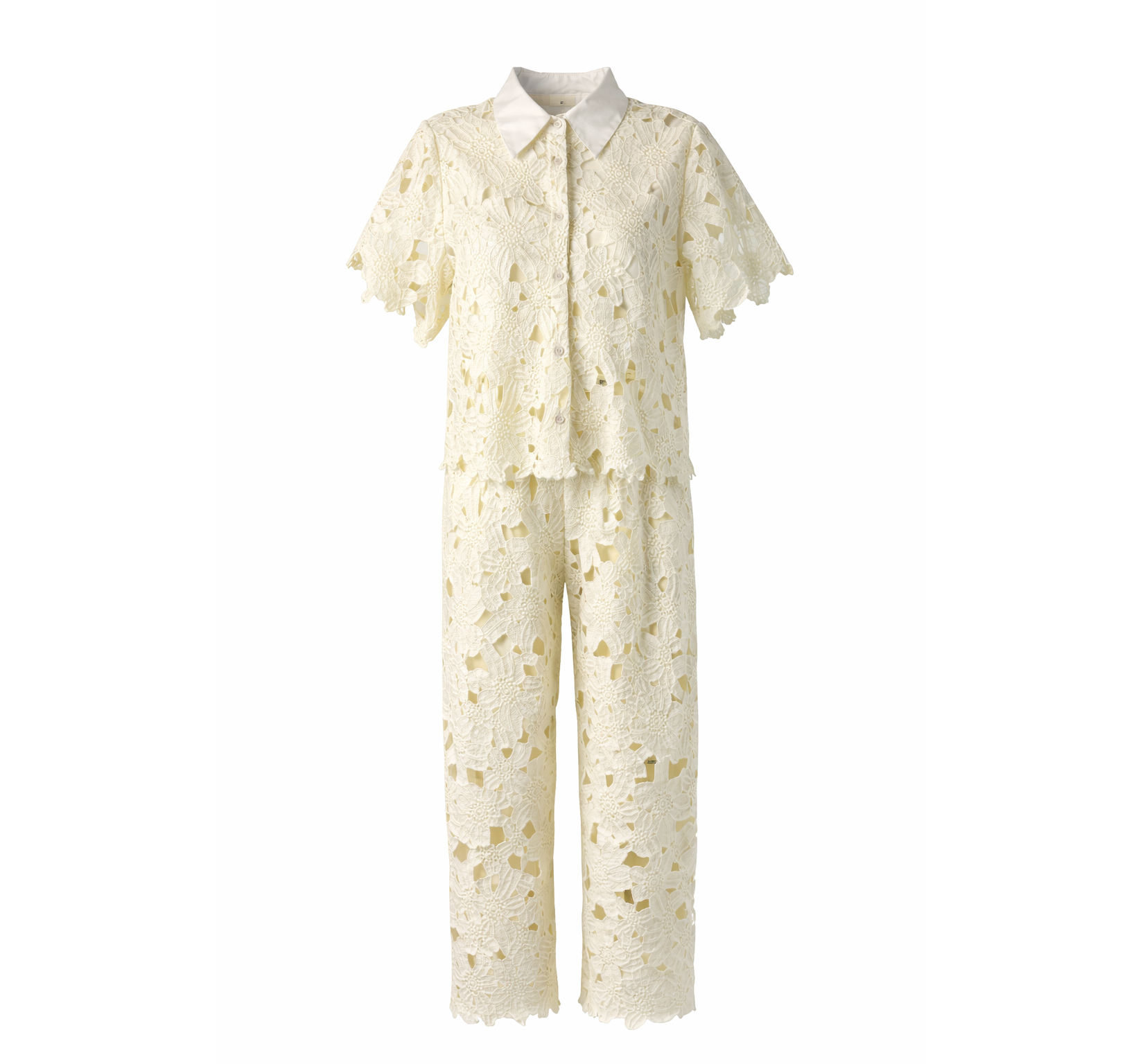 Embroidered set: cropped shirt + wide legs trousers LAMIAR