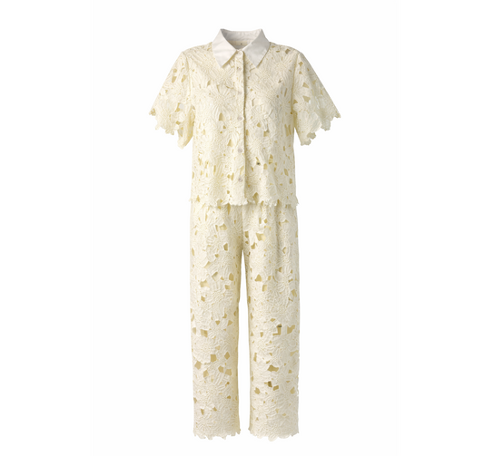 Embroidered set: cropped shirt + wide legs trousers LAMIAR